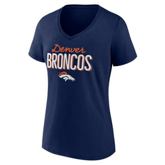 Denver Broncos Women's Nostalgia V-Neck T-Shirt Navy - NFL