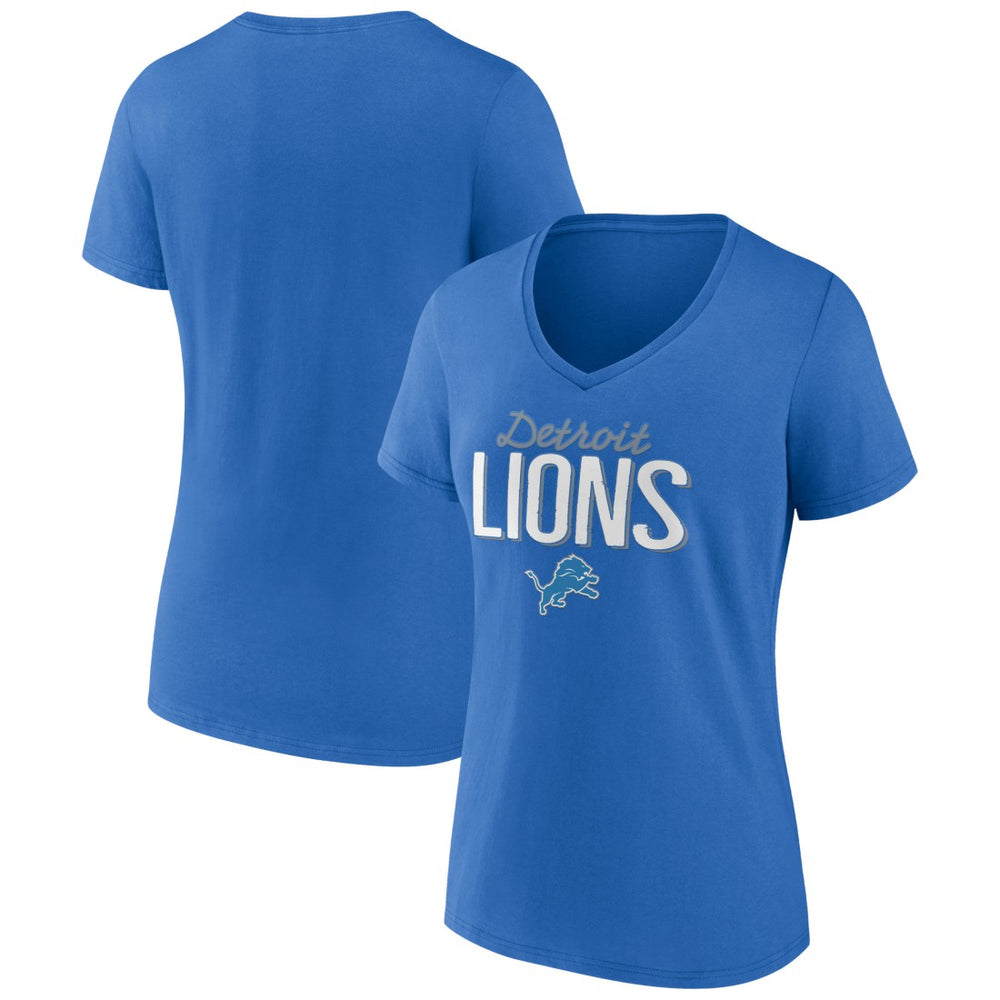 Detroit Lions Women's Nostalgia V-Neck T-Shirt Blue - NFL