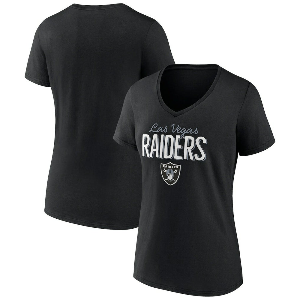 Las Vegas Raiders Women's Nostalgia V-Neck T-Shirt Black - NFL