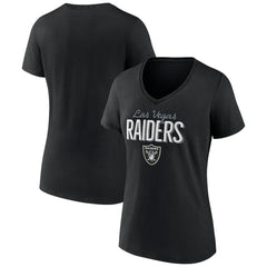 Las Vegas Raiders Women's Nostalgia V-Neck T-Shirt Black - NFL