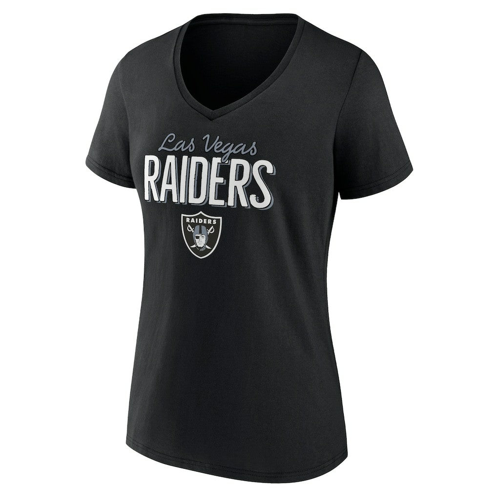 Las Vegas Raiders Women's Nostalgia V-Neck T-Shirt Black - NFL