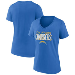 Los Angeles Chargers Women's Nostalgia V-Neck T-Shirt Powder Blue - NFL