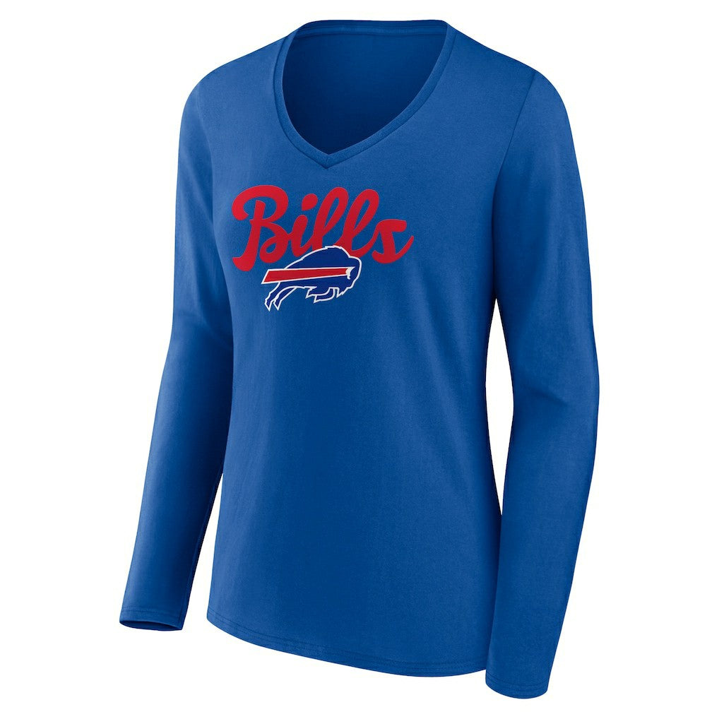 Buffalo Bills Women's Freehand Team Long Sleeve V-Neck T-Shirt Royal - NFL