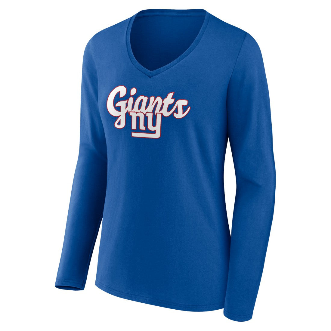 New York Giants Women's Freehand Team Long Sleeve V-Neck T-Shirt Royal - NFL