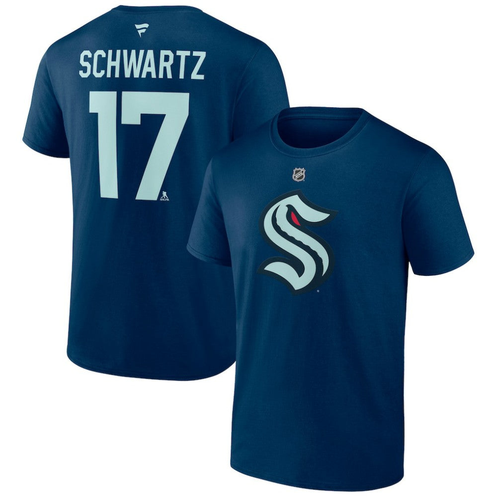 Jaden Schwartz Seattle Kraken Fanatics Special Edition 2.0 Name & Number T-Shirt Deep Sea Blue
