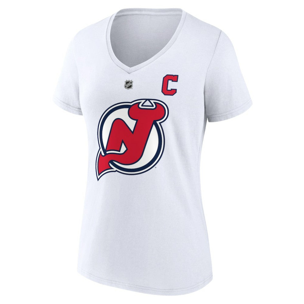 Nico Hischier New Jersey Devils - Fanatics Women's Special Edition 2.0 Name & Number V-Neck T-Shirt White