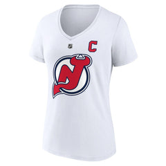 Nico Hischier New Jersey Devils - Fanatics Women's Special Edition 2.0 Name & Number V-Neck T-Shirt White