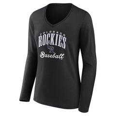 Colorado Rockies Women's Victory Script Long Sleeve V-Neck T-Shirt Lifestyle