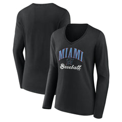 Miami Marlins Women's Victory Script Long Sleeve V-Neck T-Shirt Online