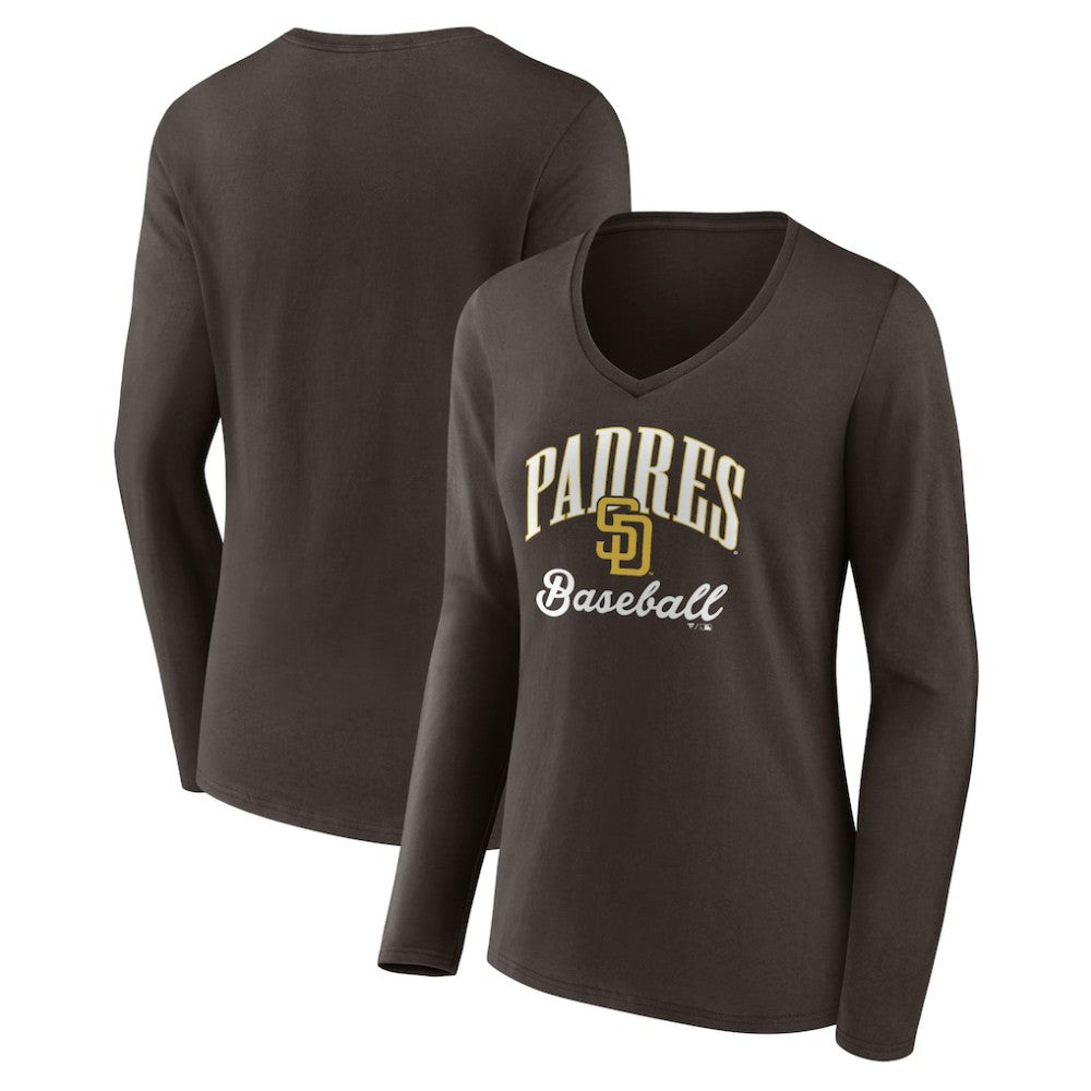 San Diego Padres Women's Victory Script Long Sleeve V-Neck T-Shirt for sale