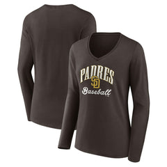 San Diego Padres Women's Victory Script Long Sleeve V-Neck T-Shirt for sale