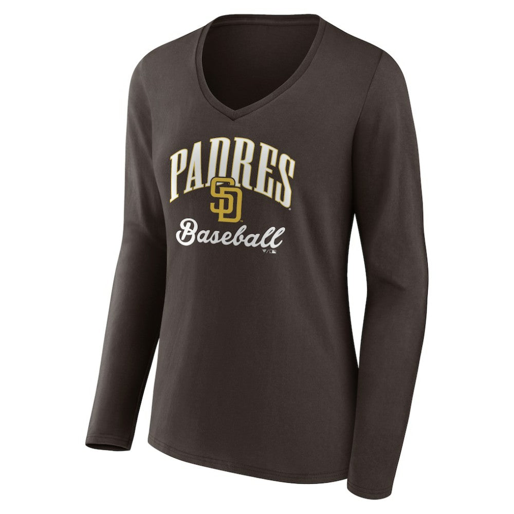 San Diego Padres Women's Victory Script Long Sleeve V-Neck T-Shirt for sale