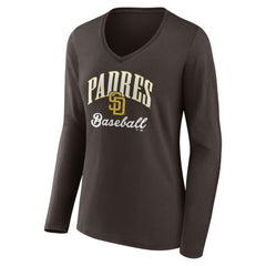 San Diego Padres Women's Victory Script Long Sleeve V-Neck T-Shirt for sale