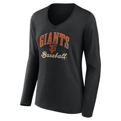 San Francisco Giants Women's Victory Script Long Sleeve V-Neck T-Shirt Sale