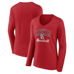 St. Louis Cardinals Women's Victory Script Long Sleeve V-Neck T-Shirt Clearance