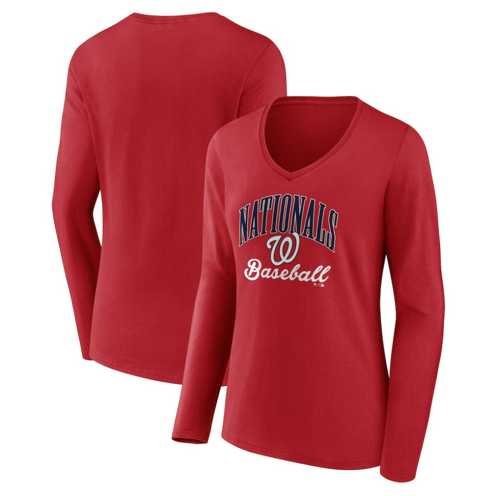 Washington Nationals Women's Victory Script Long Sleeve V-Neck T-Shirt Near Me