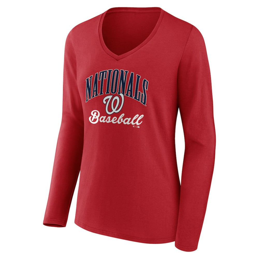Washington Nationals Women's Victory Script Long Sleeve V-Neck T-Shirt Near Me