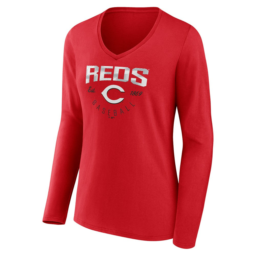 Cincinnati Reds Women's Live For It Long Sleeve Long Sleeve V-Neck T-Shirt Lifestyle