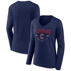 Cleveland Guardians Women's Live For It Long Sleeve Long Sleeve V-Neck T-Shirt Clearance