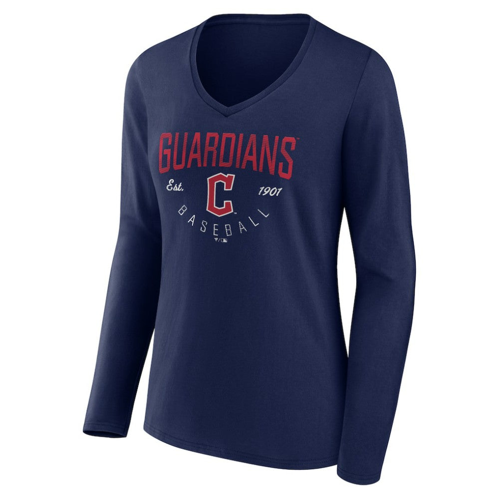Cleveland Guardians Women's Live For It Long Sleeve Long Sleeve V-Neck T-Shirt Clearance