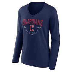 Cleveland Guardians Women's Live For It Long Sleeve Long Sleeve V-Neck T-Shirt Clearance