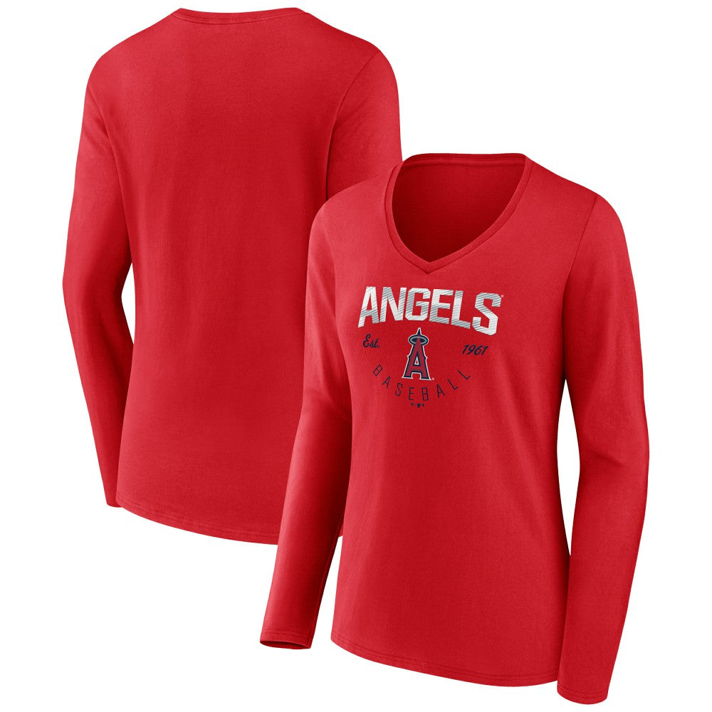 Los Angeles Angels Women's Live For It Long Sleeve Long Sleeve V-Neck T-Shirt On Sale