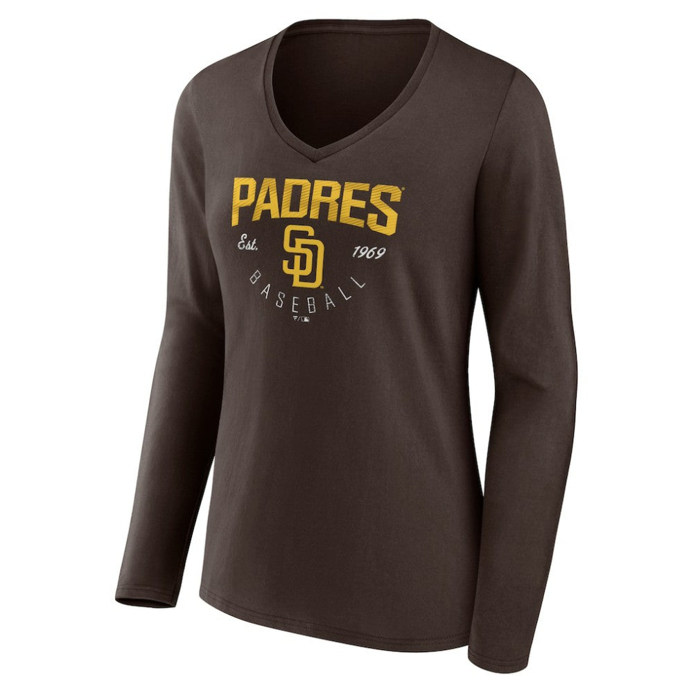 San Diego Padres Women's Live For It Long Sleeve Long Sleeve V-Neck T-Shirt On Sale