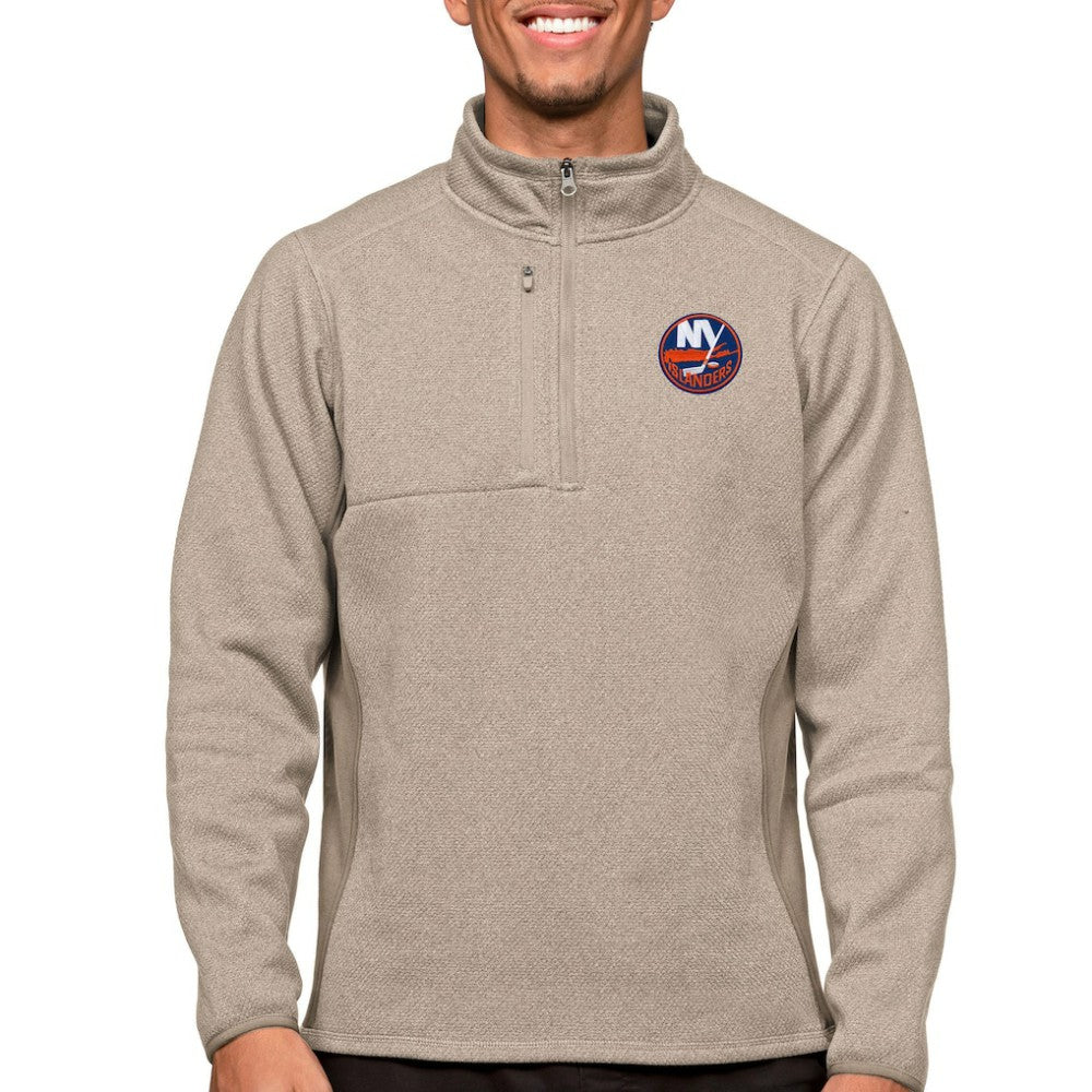 New York Islanders - Antigua Course Quarter-Zip Pullover Top Oatmeal