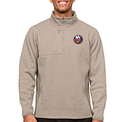 New York Islanders - Antigua Course Quarter-Zip Pullover Top Oatmeal