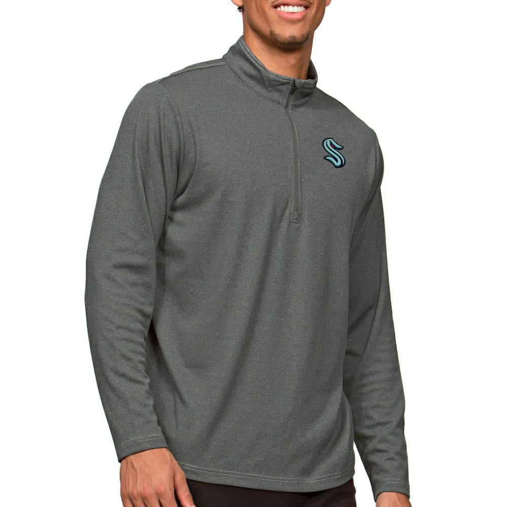 Seattle Kraken Antigua Epic Quarter-Zip Pullover Top Heather Charcoal
