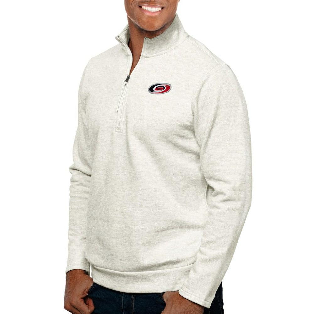 Carolina Hurricanes - Antigua Gambit Quarter-Zip Pullover Top Oatmeal