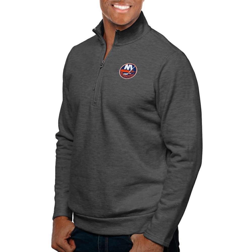 New York Islanders - Antigua Gambit Quarter-Zip Pullover Top Charcoal