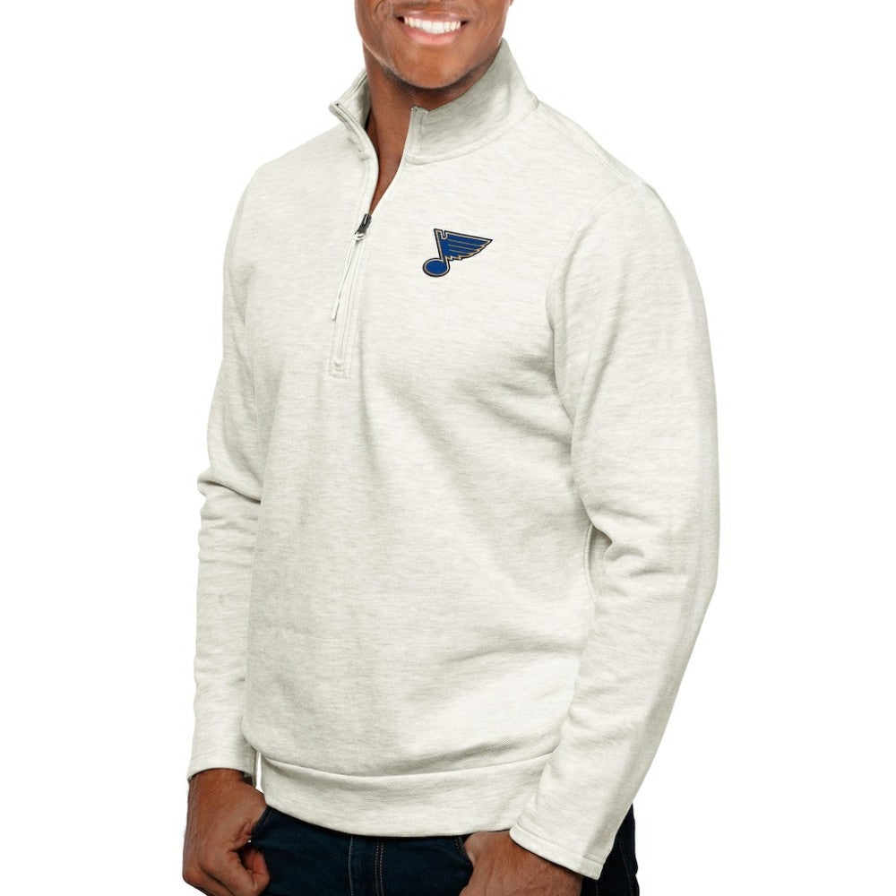 St. Louis Blues - Antigua Gambit Quarter-Zip Pullover Top Oatmeal
