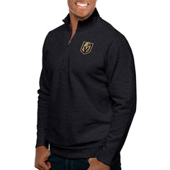 Vegas Golden Knights Antigua Gambit Quarter-Zip Pullover Top Heather Black