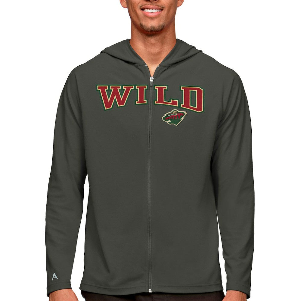 Minnesota Wild - Antigua Legacy Full-Zip Hoodie Charcoal