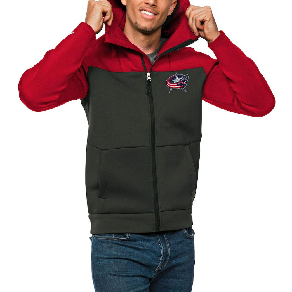 Columbus Blue Jackets - Antigua Protect Full-Zip Hoodie Red/Charcoal