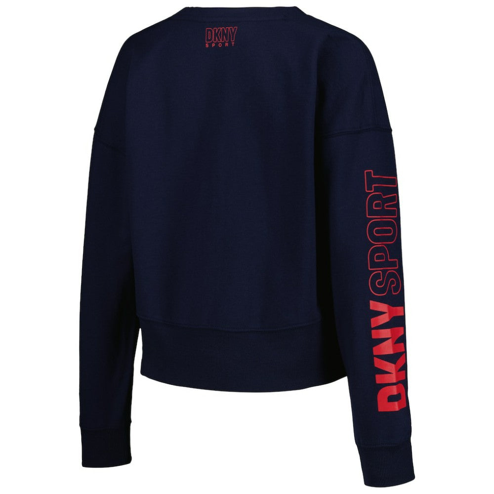 Atlanta Braves DKNY Sport Women's Lily V-Neck Pullover Sweatshirt Clearance