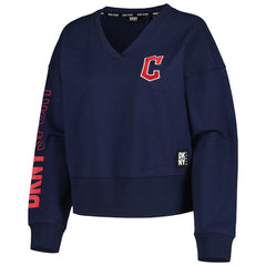 Cleveland Guardians DKNY Sport Women's Lily V-Neck Pullover Sweatshirt for sale