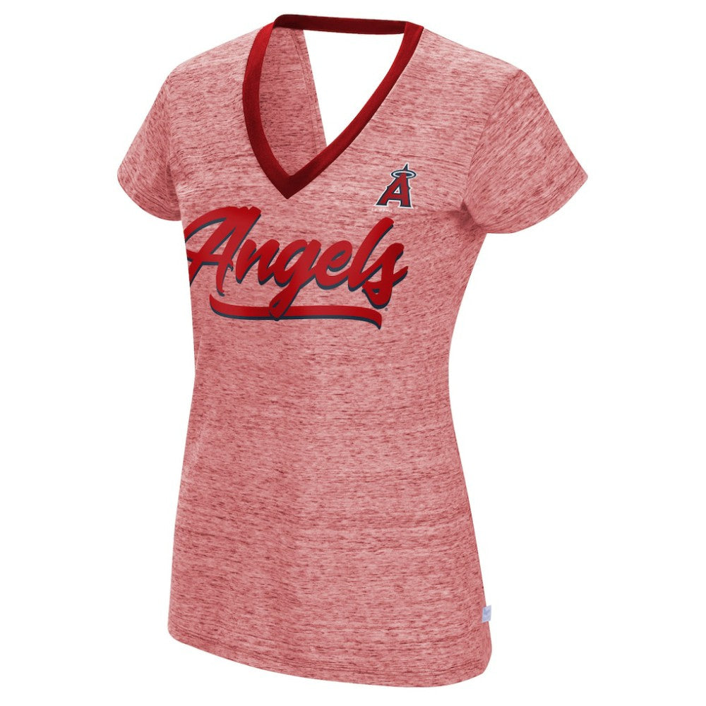 Los Angeles Angels Touch Women's Halftime Back Wrap Top V-Neck T-Shirt for sale