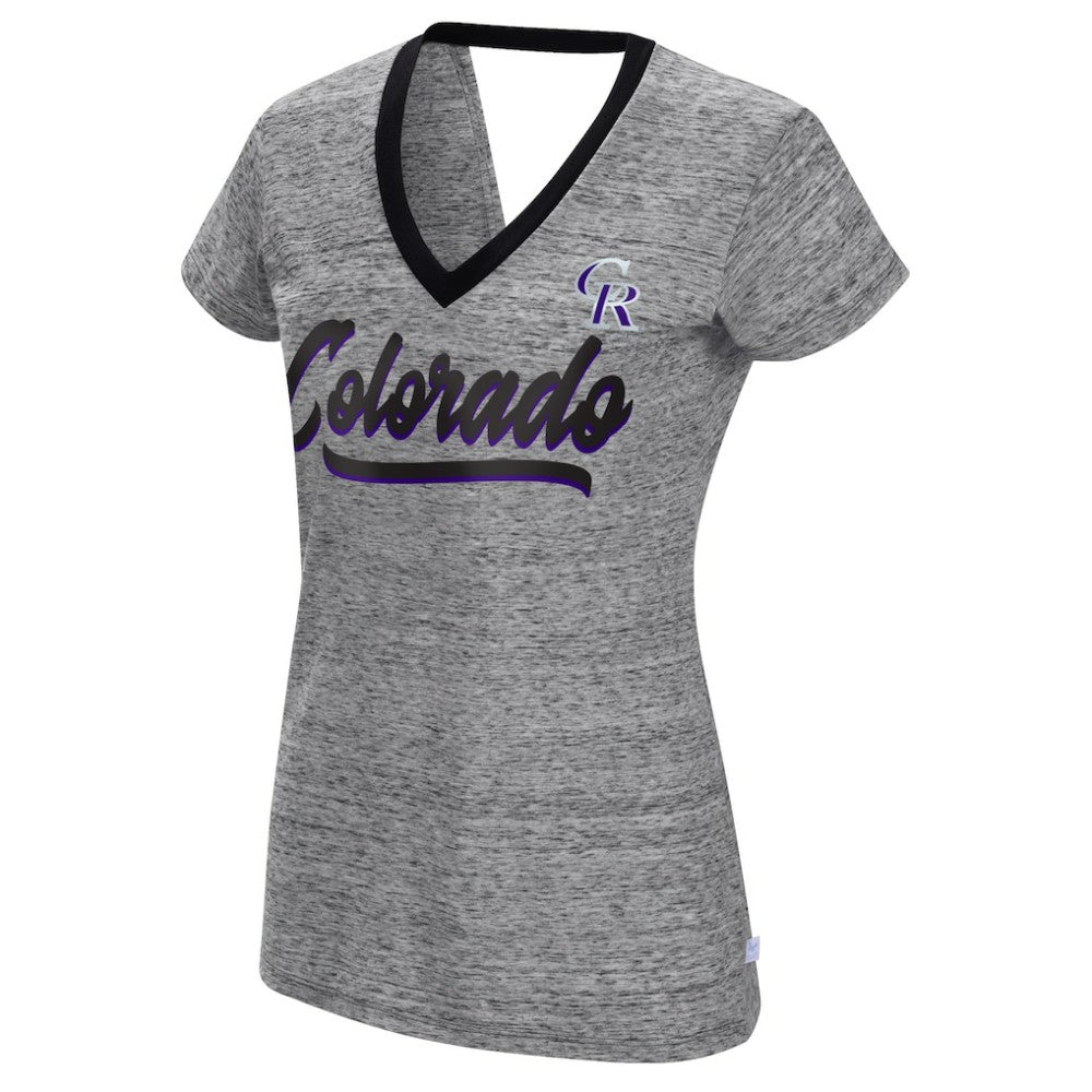 Colorado Rockies Touch Women's Halftime Back Wrap Top V-Neck T-Shirt On Sale