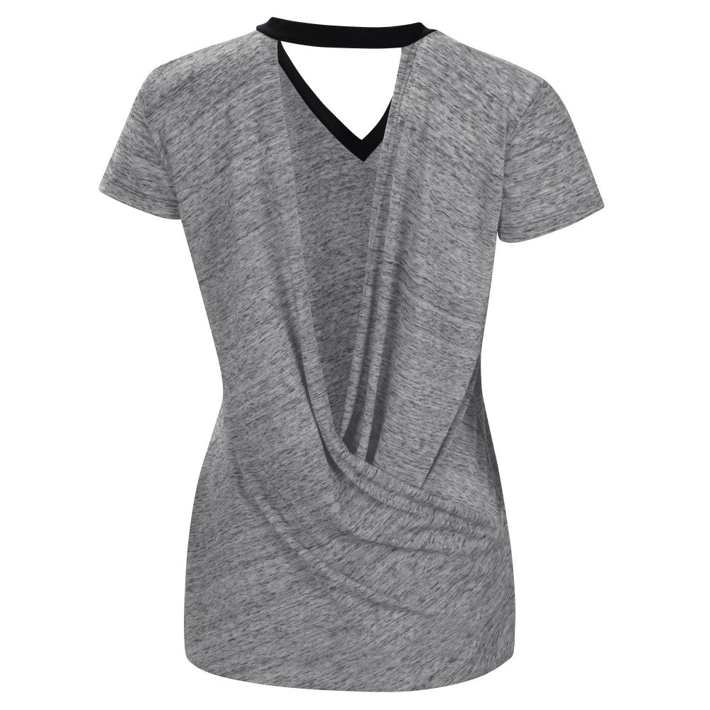 Miami Marlins Touch Women's Halftime Back Wrap Top V-Neck T-Shirt Clearance