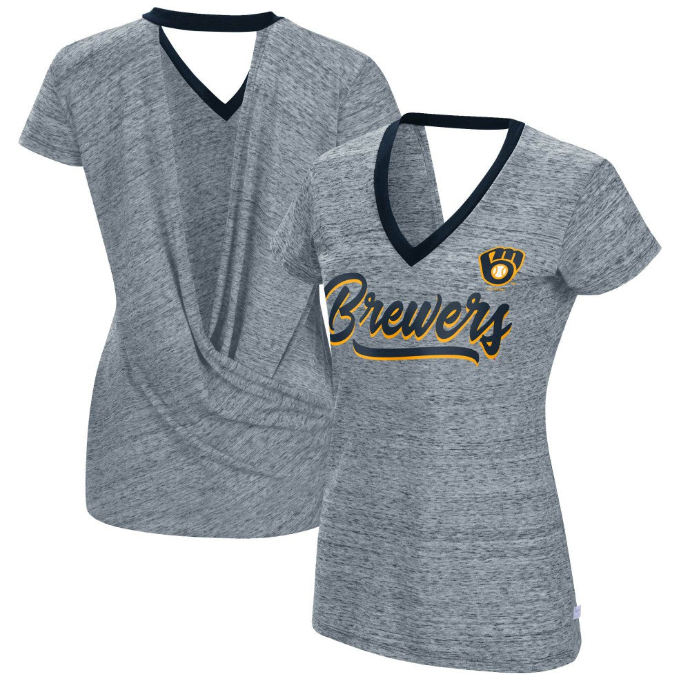 Milwaukee Brewers Touch Women's Halftime Back Wrap Top V-Neck T-Shirt for sale