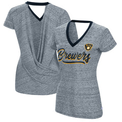 Milwaukee Brewers Touch Women's Halftime Back Wrap Top V-Neck T-Shirt for sale