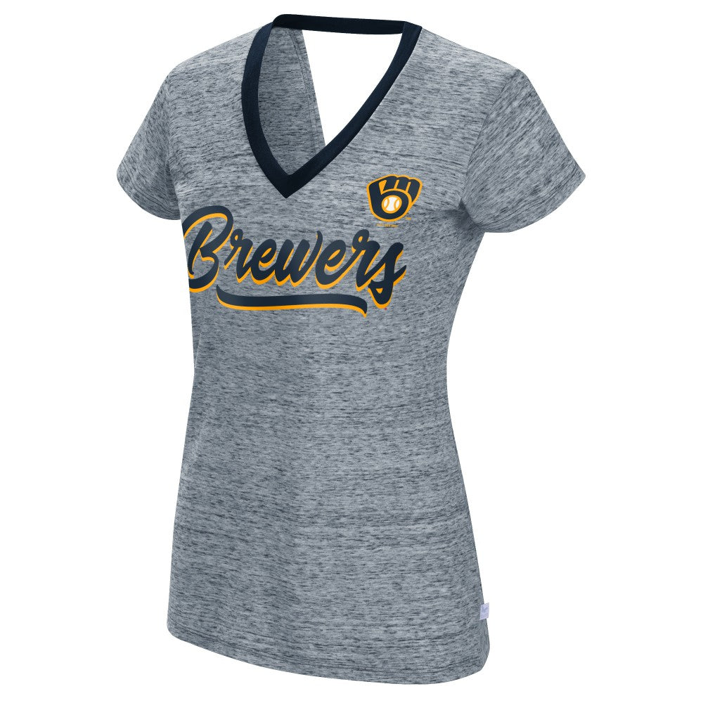 Milwaukee Brewers Touch Women's Halftime Back Wrap Top V-Neck T-Shirt for sale