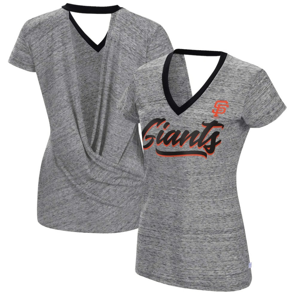 San Francisco Giants Touch Women's Halftime Back Wrap Top V-Neck T-Shirt Clearance