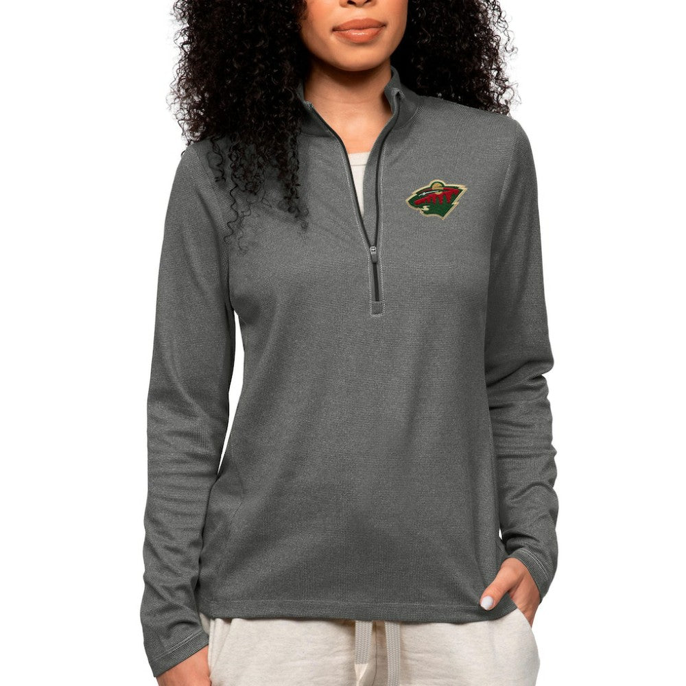 Minnesota Wild - Antigua Women's Epic Quarter-Zip Pullover Top Heather Charcoal