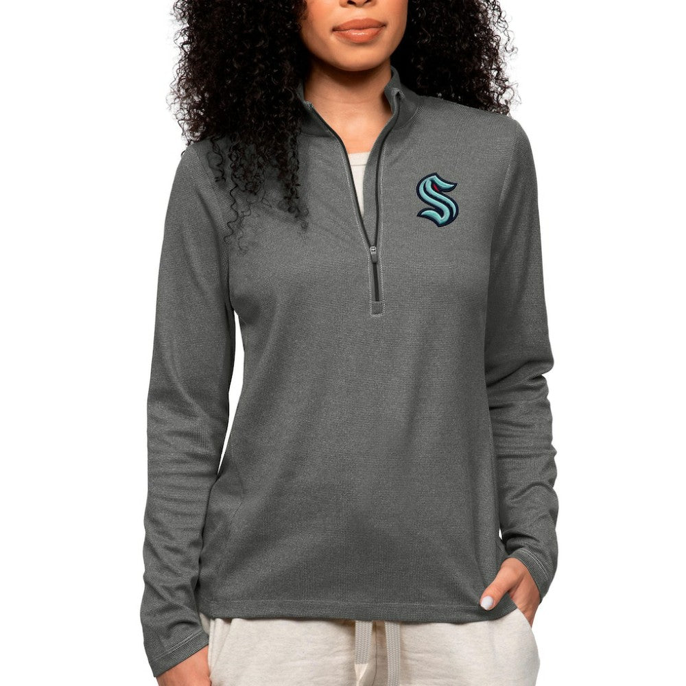 Seattle Kraken Antigua Women's Epic Quarter-Zip Pullover Top Heather Charcoal