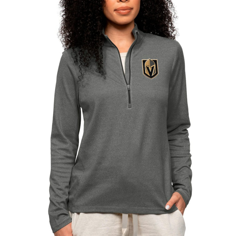 Vegas Golden Knights Antigua Women's Epic Quarter-Zip Pullover Top Heather Charcoal