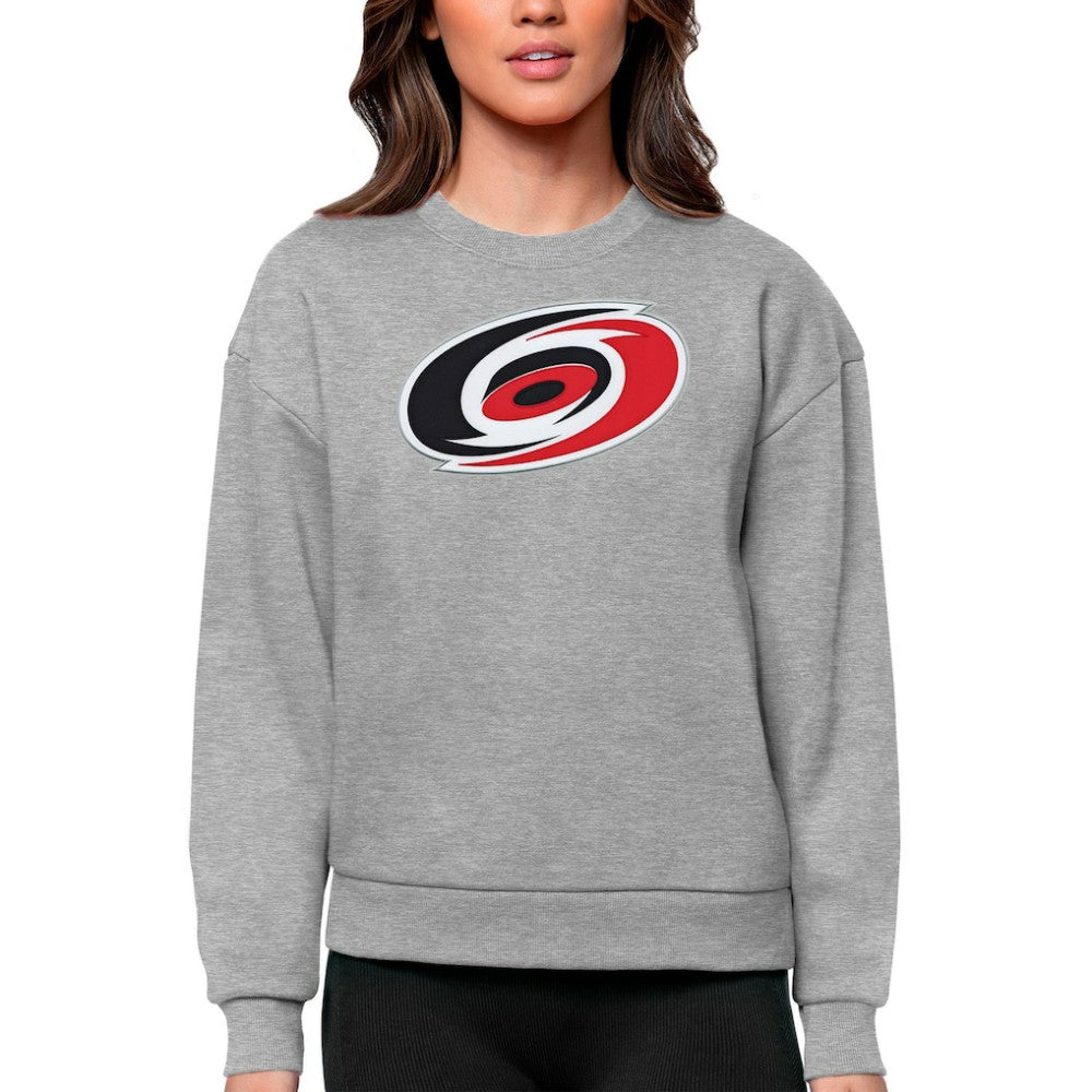 Carolina Hurricanes - Antigua Women's Team Logo Victory Crewneck Pullover Sweatshirt Heather Gray
