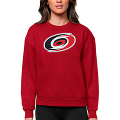 Carolina Hurricanes - Antigua Women's Team Logo Victory Crewneck Pullover Sweatshirt Red